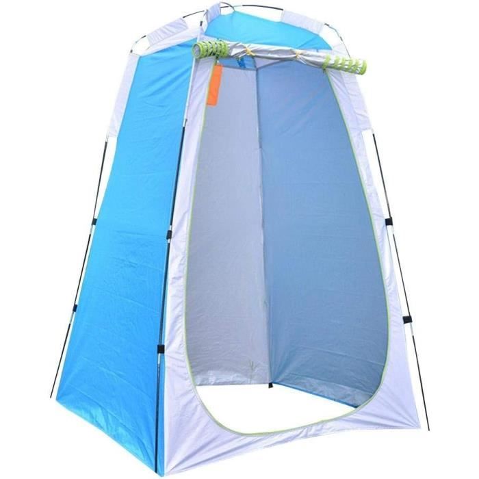 Tente De Douche Pop-up 2 En 1 Pour Camping - 2 Compartiments, Sol Intégré, Argentée UV - 230 X 122 X 193 Cm