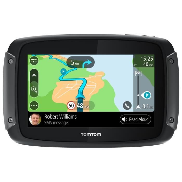 TomTom Rider 500 - GPS Moto 4,3 pouces, cartographie Europe 49 pays, Wi-Fi intégrée, lectures des messages