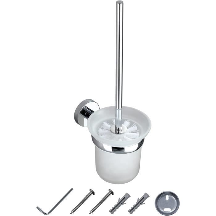 KEUCO Brosse WC Édition 90 Métal Chromé Brillant - Support Mural Avec Brosse Et Tête De Rechange