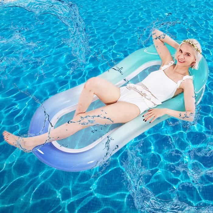 Matelas Gonflable Piscine Hamac avec Porte-Gobelet - Flotteur Bain de Soleil pour Adultes - Confort Maximal - Jeux - Jouets