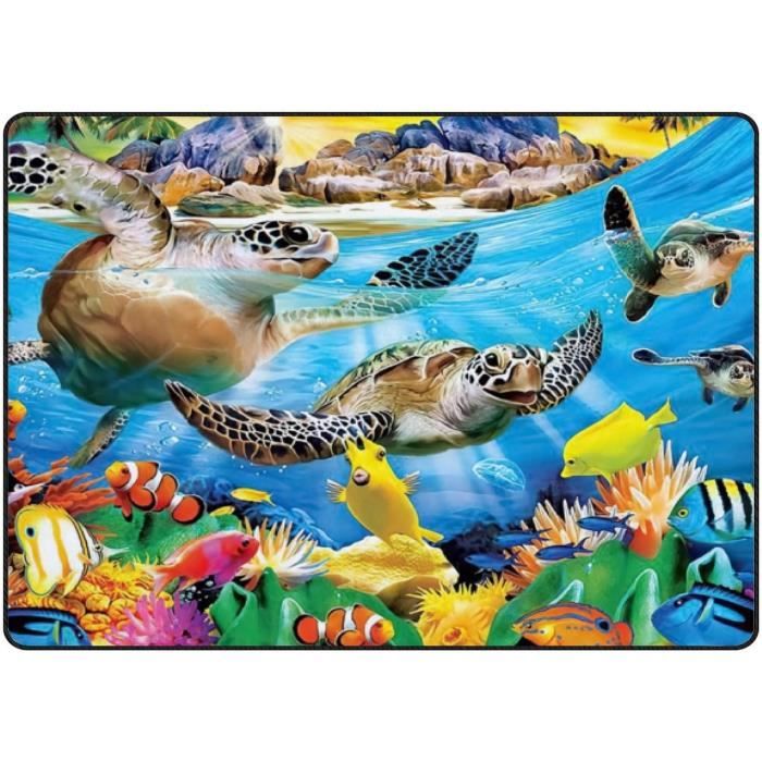 Grand Tapis De Jeu Pour Chambre D'Enfant Motif Poissons Tropicaux