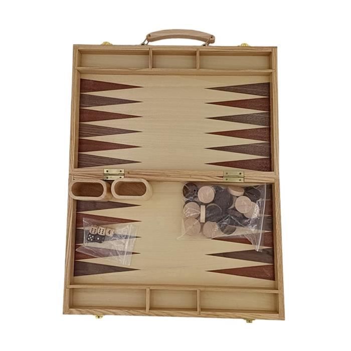 Jeu De Backgammon En Bois De Zèbre - 15 Pouces - Ensemble Complet Classique - Jeu De Société Stratégique