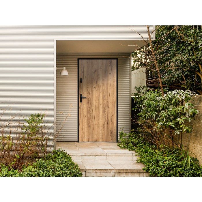 Porte dentrée en acier pleine H207 x L100 cm effet chêne - épaisseur 55 mm - poussant droit - AGUEDA
