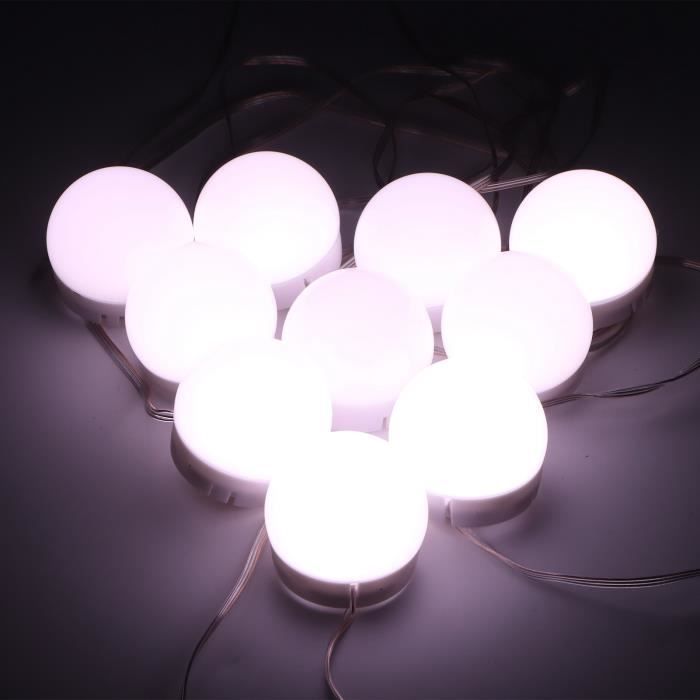 Lampe de Miroir LED Style Hollywood 10 Ampoules, Câbles