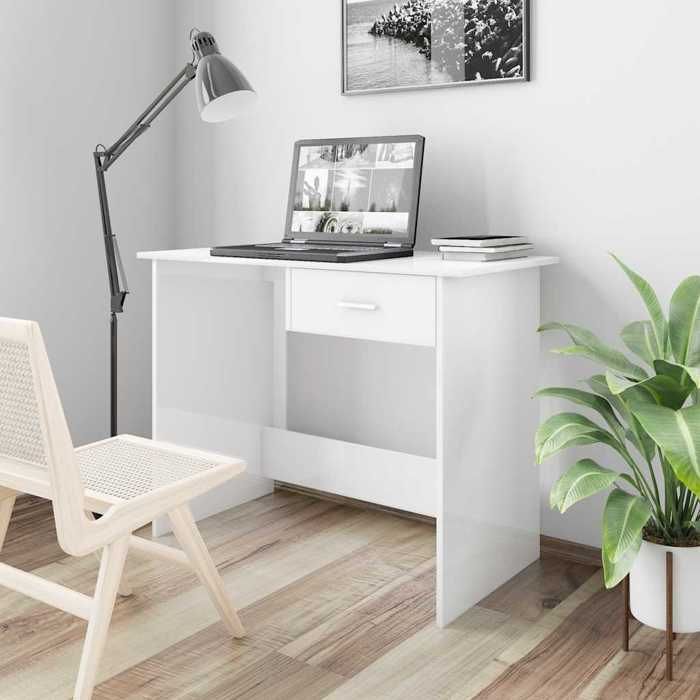 vidaXL Bureau Blanc brillant 100 x 50 x 76 cm Aggloméré