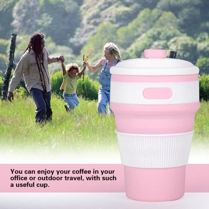 Teogneot Tasse De Voyage Pliable En Silicone 500ml - Mug Café Portable Avec Couvercle, Idéal Camping Et Bureau