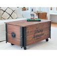 Table basse coffre en bois table d'appoint vintage style shabby chic Bois Massif Noyer-1