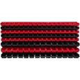 Système de rangement 174 x 78 cm a suspendre 127 boites bacs a bec S et M noir et rouge boites de rangement-1