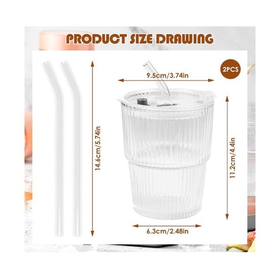 VITEVER Lot De 2 Grands Verres à Bulle, Avec Couvercle Et