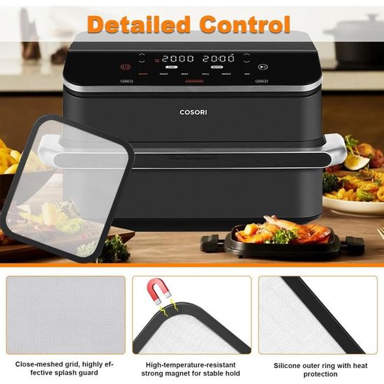 Grilles Anti-Éclaboussures Aimantées Pour Cosori Air Fryer 8.5L Et Dual Blaze 10L - 2 Pièces Acier Inox