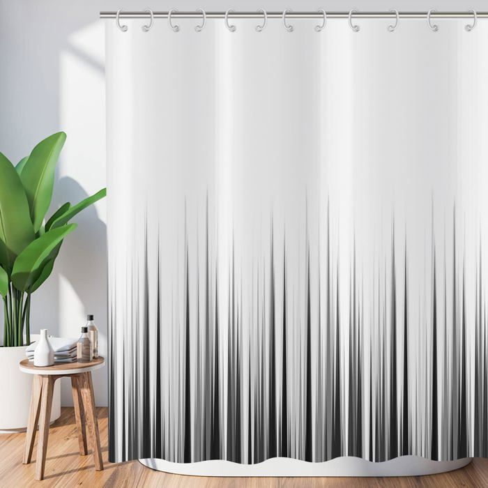 Rideau de Douche Marbre 180x200 cm, Moderne Abstrait Gris Noir Blanc Marbre Texture Tissu