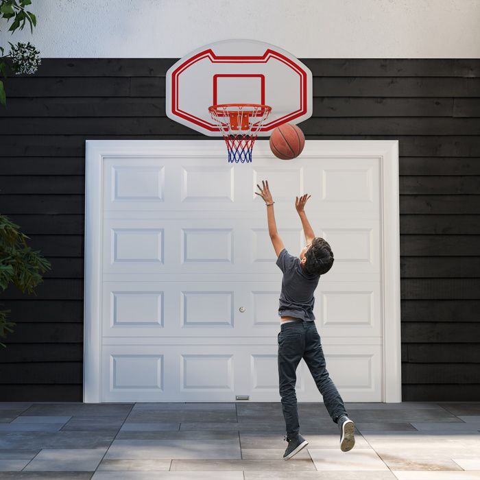 Panier De Basket Mural SPORTNOW – Panneau Incassable, Filet Anti-déchirure, Structure Acier, Installation Sur Mur/Porte/Poteau