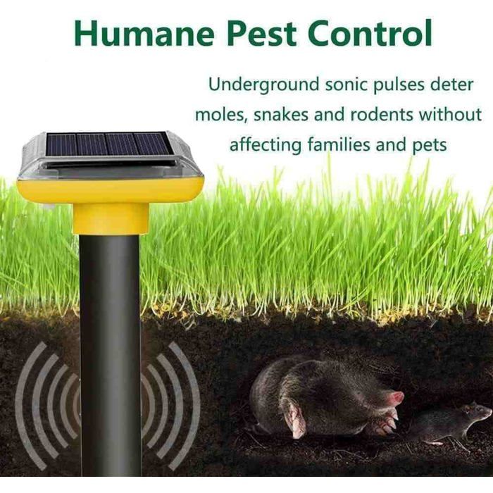 4-Pack Solar-Powered Mouse Repellent, Ultrasonic Vole and Rodent ...