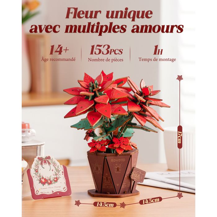 Puzzle 3D en bois à construire - ROBOTIME Bouquet de fleurs à faire soi