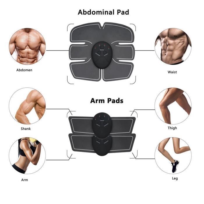 LILOVE EMS Lot De 15 électrodes Pour Abdominaux – Sans Fil, 6 Modes, 10 Intensités – Stimulation Musculaire Portable
