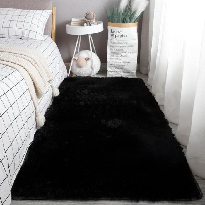 Tapis Noir Shaggy 100 x 160 cm - Moderne Décoration Chambre Carpet Moelleux  - Tapis Salon Rectangulaire Peluche - Cdiscount Maison