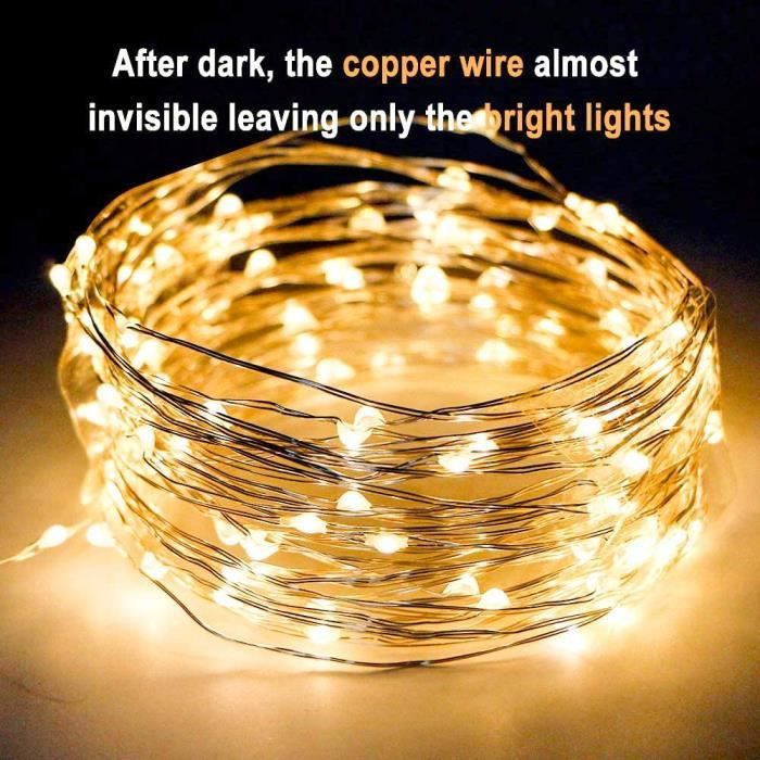 Guirlande Lumineuse Led Pile, 3M 100Led Guirlande Lumineuse Avec