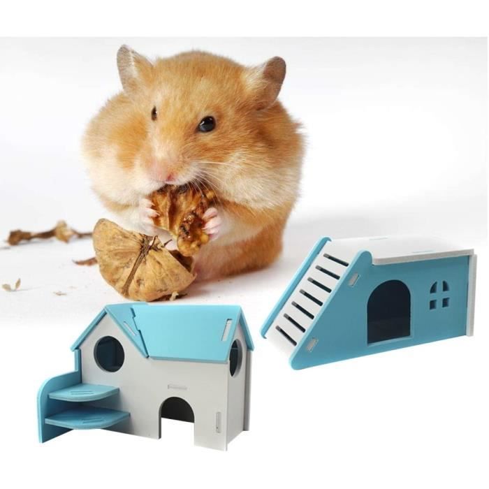 6 Pièces Pvc Pour Double Cage Couche Jouet Bleu Villa Pet Hamster Rat  Maison Nain Lit[x2289]