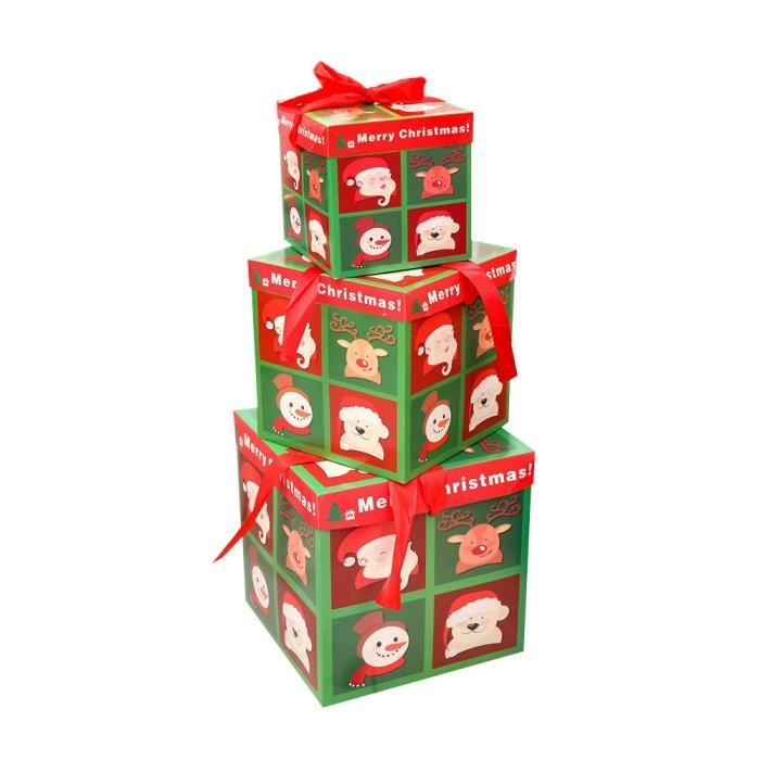 Grande boîte cadeau pour réveillon de noël, Design féerique du père noël,  carte en papier Kraft, boîte d'activité, boîtes d'emballage cadeaux rouge