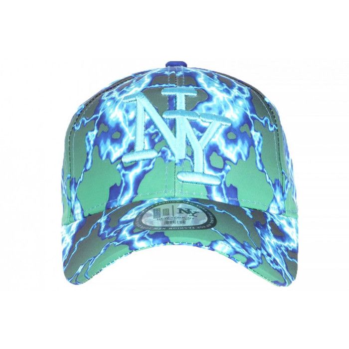 Casquette Enfant Hip Hop Bleue Éclairs NY Baseball 7-12 Ans - Design Original Streetwear