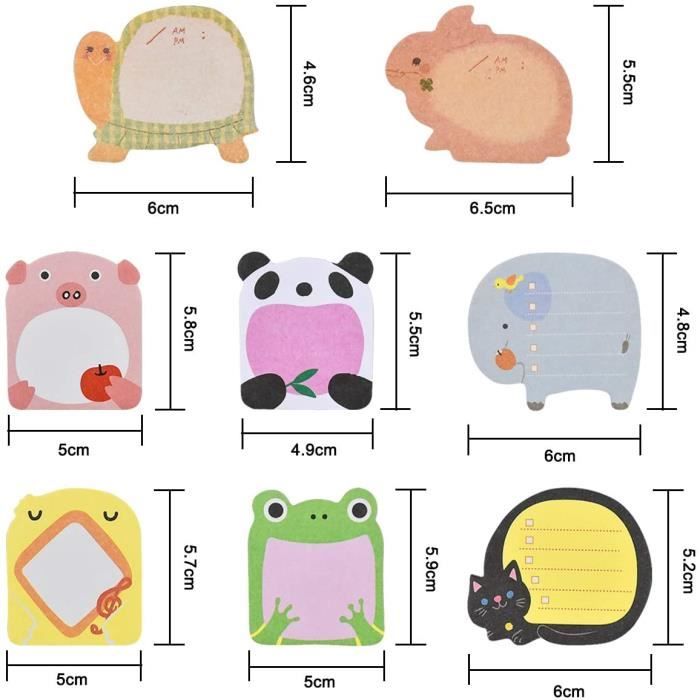 JIANTA 270 Pièces Notes Autocollantes Mignonnes Animaux - 18 Blocs Sticky Notes Thème Animaux