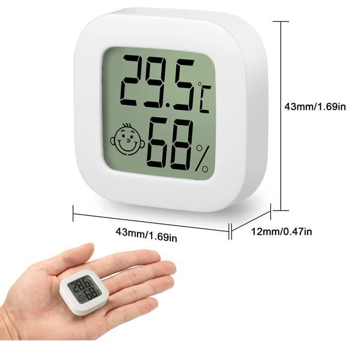 Lot De 6 Mini Thermomètres Hygromètres Numériques Intérieur – Avec Smiley Confort, Chambre Bébé, Bureau, Salon, Précision ±1°C