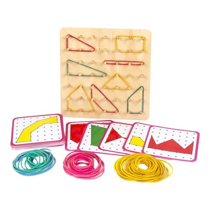 Géoplan en bois avec 80 élastiques jouets éducatifs graphique