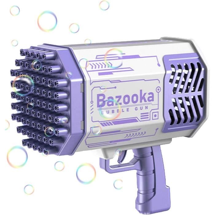 Muakiz – Pistolet à Bulles Automatique 5000+ Bulles/min – 8 Trous, LED, Poignée Ergonomique, 4 Piles AA (non Incluses) – 90 Ml De Liquide – Dès 3 Ans