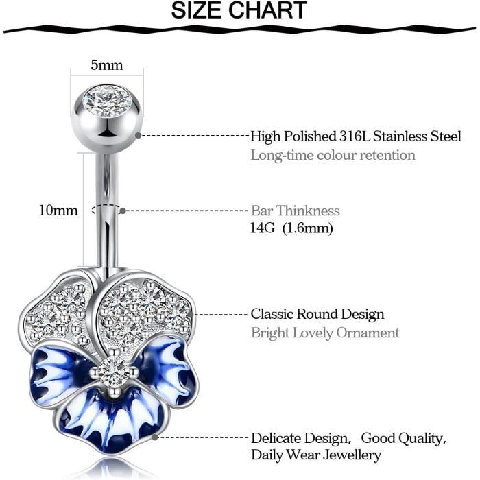 Lot De 5 Piercings De Nombril à Clipser En Acier Inoxydable 316L Avec