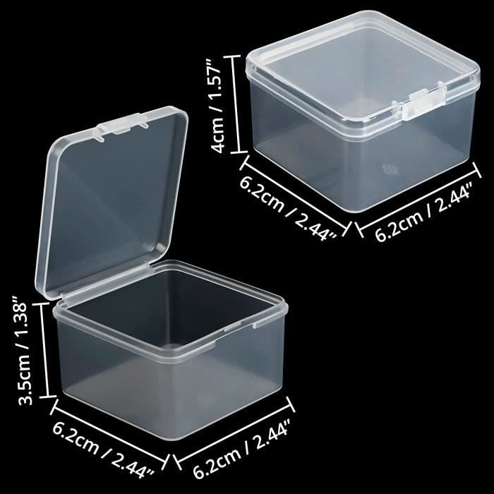 BELLE VOUS Lot de 24 Petite Boite de Rangement Plastique Transparent avec  Couvercle Rabattable – L11,5