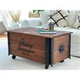 Table basse coffre en bois table d'appoint vintage style shabby chic Bois Massif Noyer-2