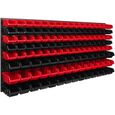 Système de rangement 174 x 78 cm a suspendre 127 boites bacs a bec S et M noir et rouge boites de rangement-2