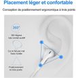 Ecouteurs Filaire avec Micro et Contrôle Oreillettes Audio Compatible avec iPhone 14 - 13 - 12 - 11 - X - 8 - 7 Blanc [Toproduits®]-2
