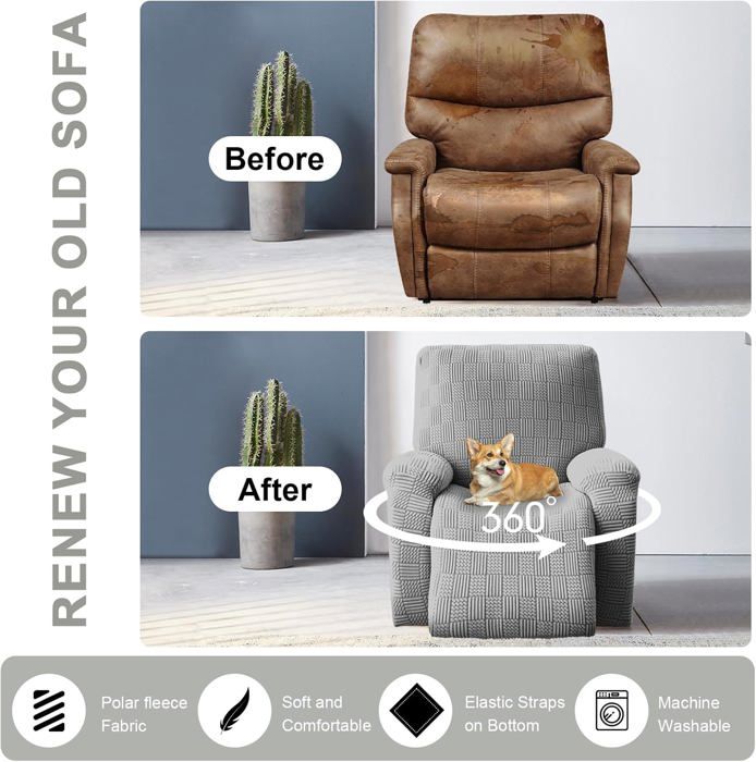 Housse Canapé Inclinable Extensible Housse De Fauteuil Relax Extensible 1 Place Gris Avec Poche Latérale - Douce, Antidérapante Et Lavable, Protection Parfaite Pour Fauteuil Inclinable Housse Canapé Inclinable Extensible Housse De Fauteuil Relax Extensible 1 Place Gris Avec Poche Latérale - Douce, Antidérapante Et Lavable, Protection Parfaite Pour Fauteuil Inclinable