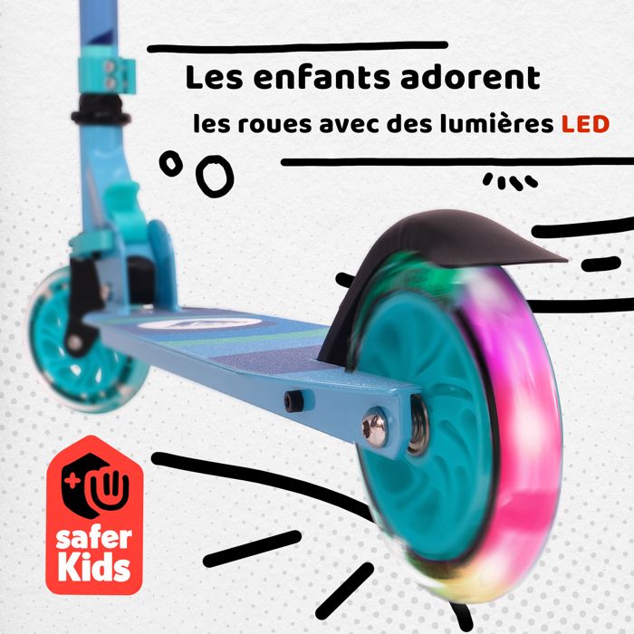 Apollo Moonracer Trottinette Enfant LED Avec Suspension – Pliable, Réglable Dès 4 Ans, Roues Lumineuses Trottinette Pliable Garçon Fille
