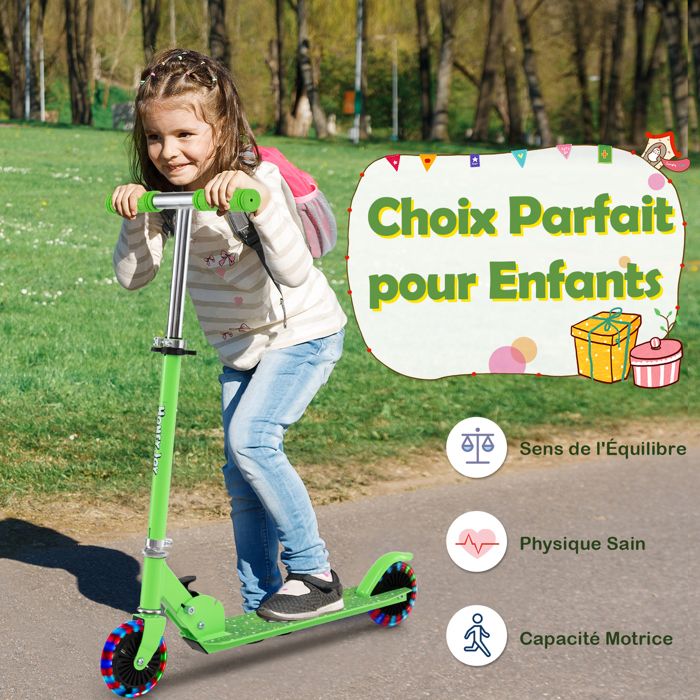 GYMAX Trottinette Enfants 3 Ans+, Hauteur Réglable 70-75-80CM, avec Roues Lumineuses à LED et Frein Arriére, Design Pliable (Rose GYMAX Trottinette Enfants 3 Ans+, Hauteur Réglable 70-75-80CM, avec Roues Lumineuses à LED et Frein Arriére, Design Pliable (Rose
