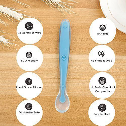 Cuillères Bébé En Silicone - Lot De 6 - Embout Souple, Sans BPA - Pour Alimentation Autonome Dès 6 Mois - Couleurs Vives