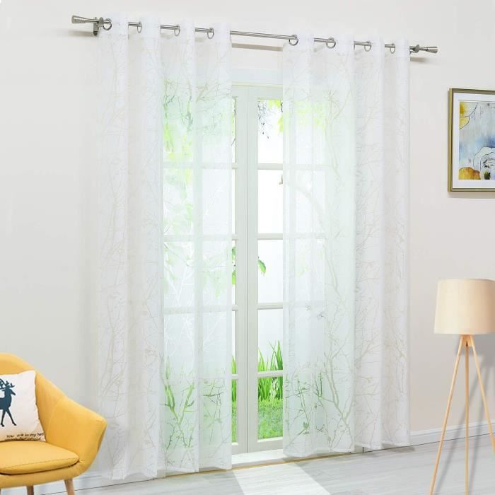 Eurofirany Lucy Voile Rideau Transparent Avec Oeillets - 300x160 Cm Blanc
