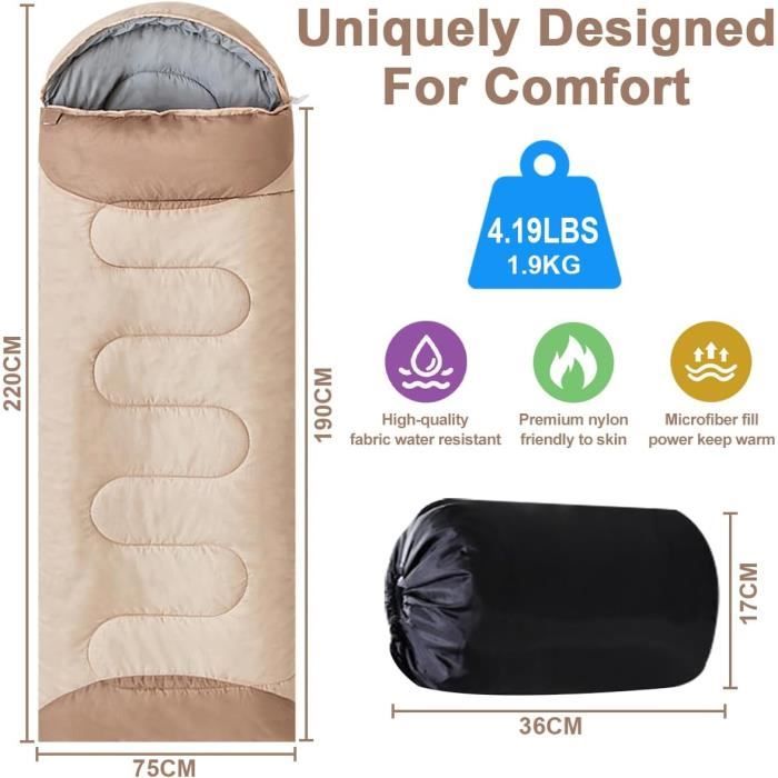 Sac de Couchage l?�ger imperm?�able Doublure int?�rieure Amovible Sac de Couchage de Camping Sac de 