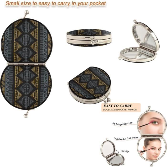 Miroir compact rond avec loupe x1/2x, petit miroir cosmétique
