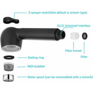 Schläfer 38100012 | Douchette Amovible De Rechange Pour Robinet Universel G 1/2, Douche Extractible Mitigeur évier, Douche Cuisine Avec Bouton 2 Modes Aérateur économie D'eau. Chrome