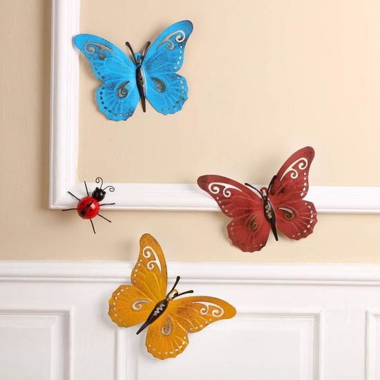 Decoration Murale Exterieur 6 Pièces Décoration Murale Papillon, Colorée Métal Décoration Decoration Murale Exterieur Jardin
