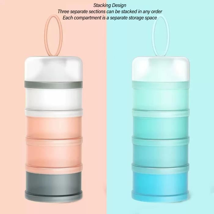 Distributeur de lait en poudre 3 compartiments empilables portable pour