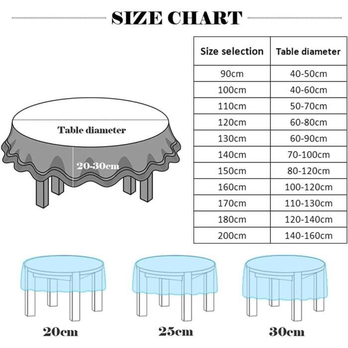 Nappe Ronde Polyester Imperméable - Facile à Nettoyer Pour Table Salle à Manger, Pique-Nique Ou Jardin