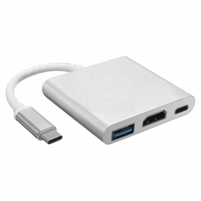 Adaptateur USB Type-C vers HDMI USB 3.0 Type C Thumderbolt 3 à HDMI 4K  Sortie USB C 3.1 et port de charge MacBook Apple Dell Hp - Cdiscount  Informatique