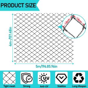 Filet Anti-Pigeons Maille 50mm 10m X 10m - Protection Arbres Fruitiers Et Bâtiments
