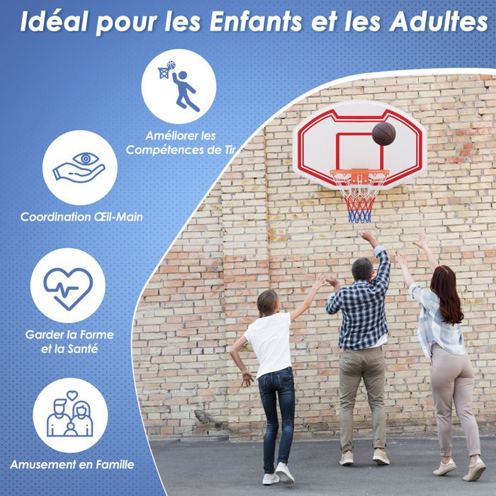 FUNJEPE Anneau solide de basket-ball professionnel (45 cm), filet et