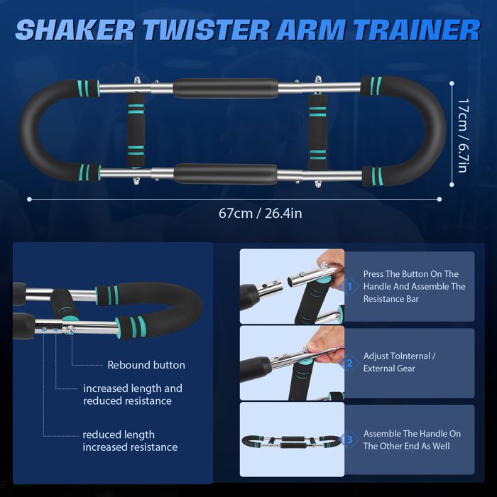 Twister Arm Trainer – Équipement D’entraînement De Poitrine Et Bras Réglable – Barre En U Avec Ressorts – Pour Le Fitness à Domicile