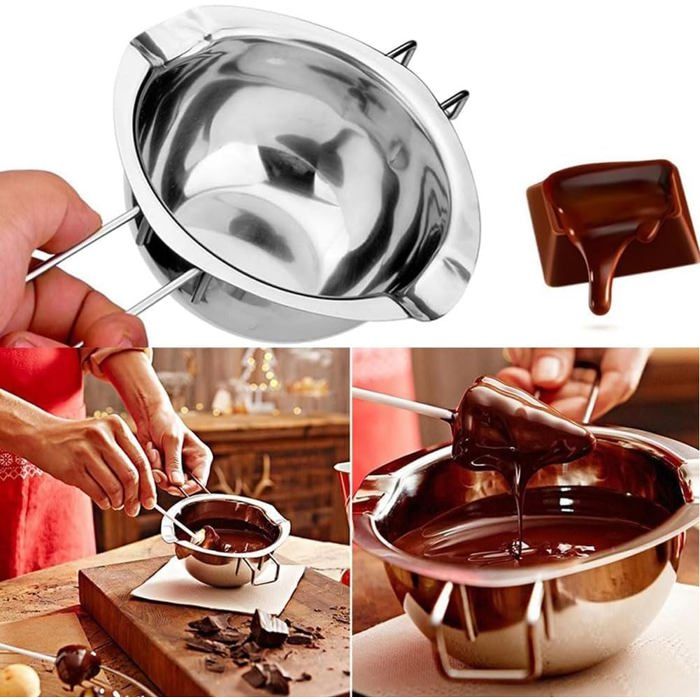 Aslanka Creuset Bain-Marie 1200ml Acier Inoxydable - Poignée Chaleur - Fond Plat - Fonte Chocolat Beurre Lait