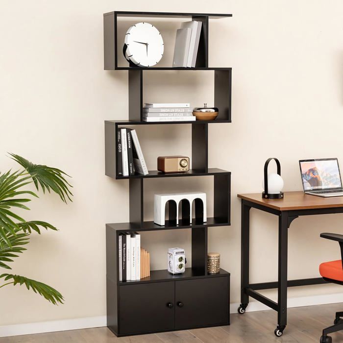 Étagère Industrielle 5 Niveaux - Bibliothèque En Fer Et Bois - Rangement Salon - 165 Cm